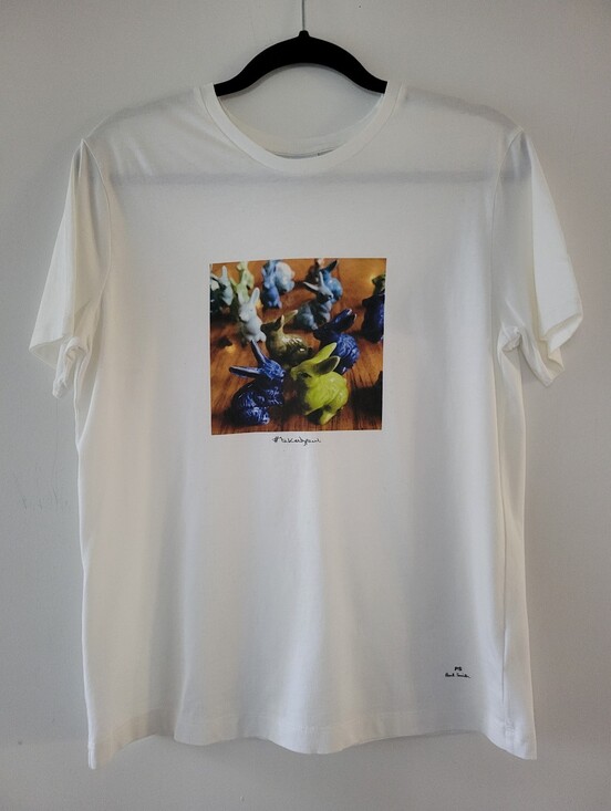 Paul Smith Tops - Paul Smith White Graphic Rabbit Print T-Shirt - Size Large